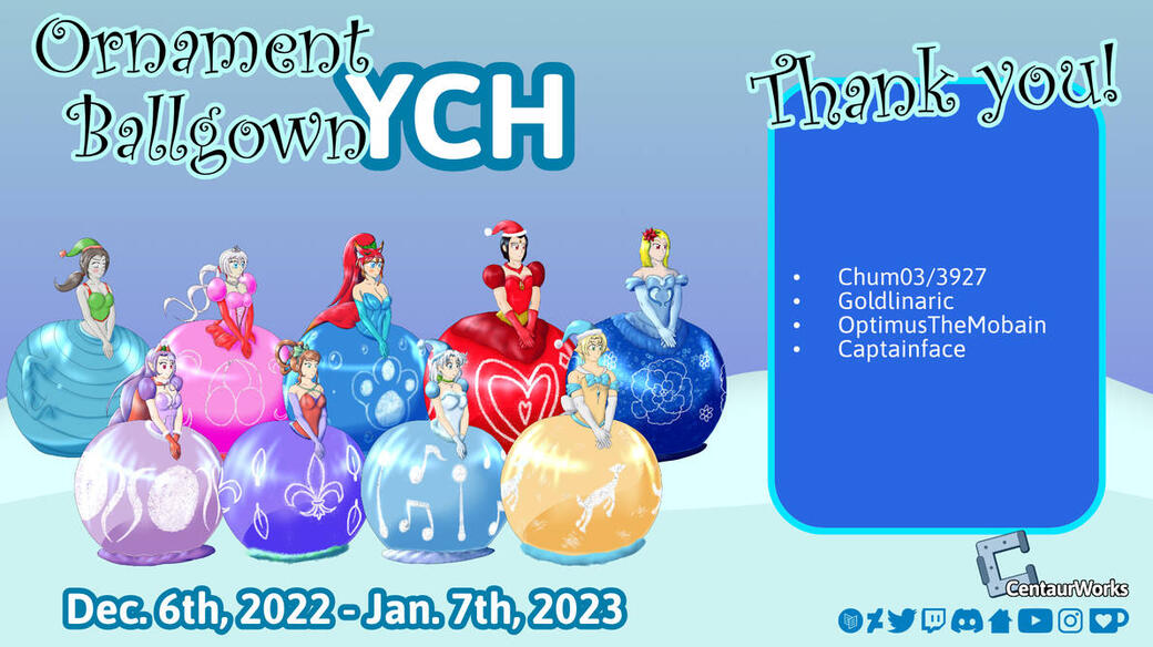 Jan. 7th, 2023 - First Ever (Completed) Your Character Here: Ornament Ballgowns